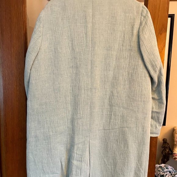 Zara Basic Outerwear Spring Coat Mint Green, white lining & button.  Size XL - Picture 4 of 9